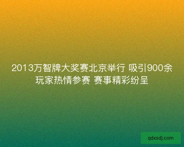 2013万智牌大奖赛北京举行 吸引900余玩家热情参赛 赛事精彩纷呈