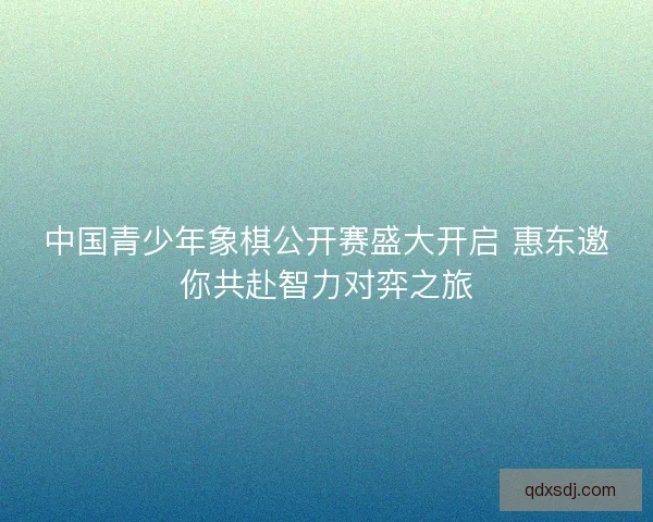 中国青少年象棋公开赛盛大开启 惠东邀你共赴智力对弈之旅