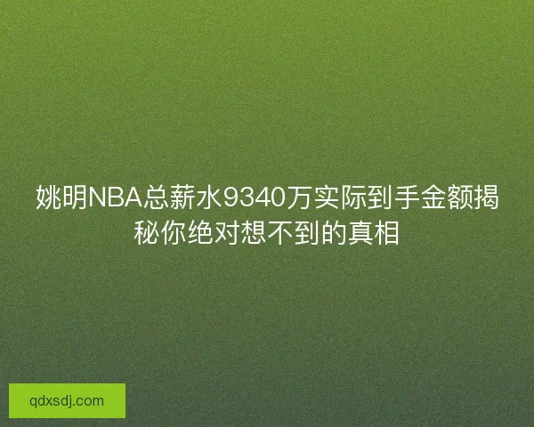 姚明NBA总薪水9340万实际到手金额揭秘你绝对想不到的真相