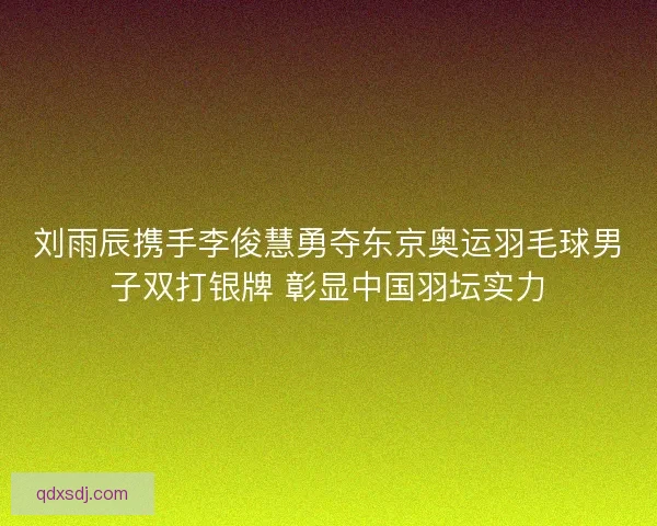 刘雨辰携手李俊慧勇夺东京奥运羽毛球男子双打银牌 彰显中国羽坛实力