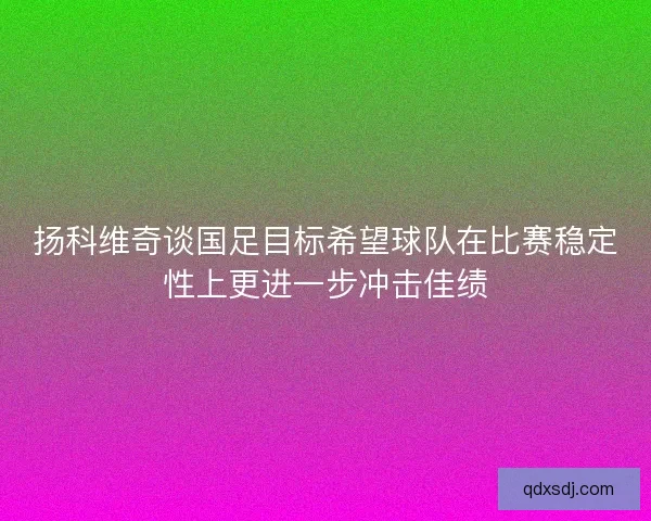 扬科维奇谈国足目标希望球队在比赛稳定性上更进一步冲击佳绩